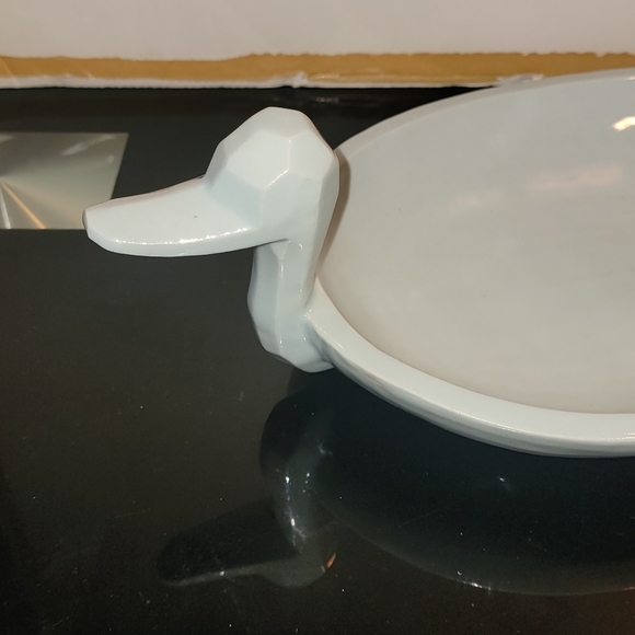 BEAUTIFUL VINTAGE BLUE SWAN PLATTER/ CENTER PIECE HEAVY SOAPSTONE 15 1/2 LONG - Picture 9 of 12